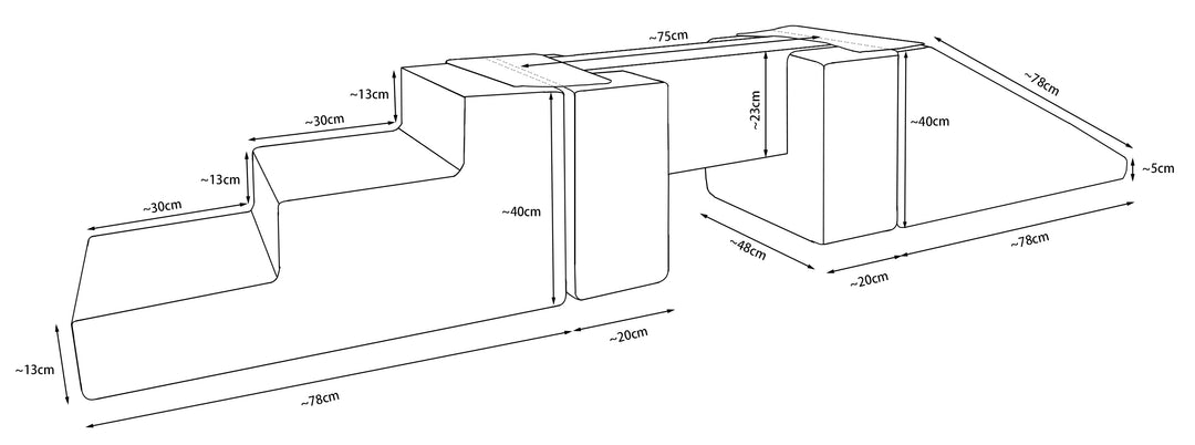 Soft play set 5 blocks Footbridge with Slide