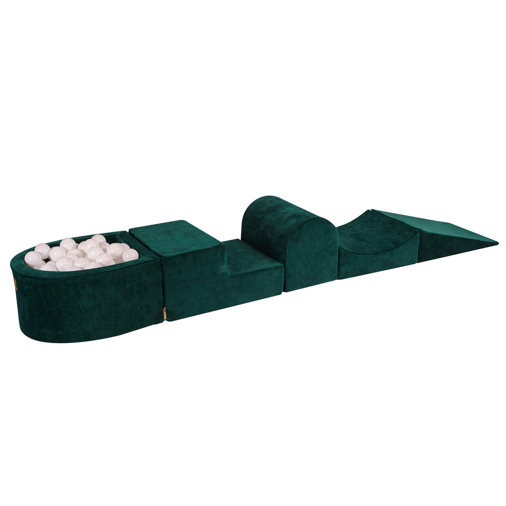 Velvet Dark Green Foam Play Set with Small Ball Pit With 100 Balls