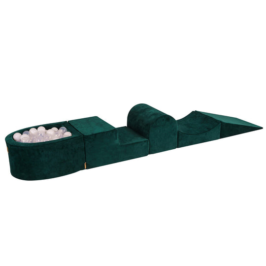 Velvet Dark Green Foam Play Set with Small Ball Pit With 100 Balls
