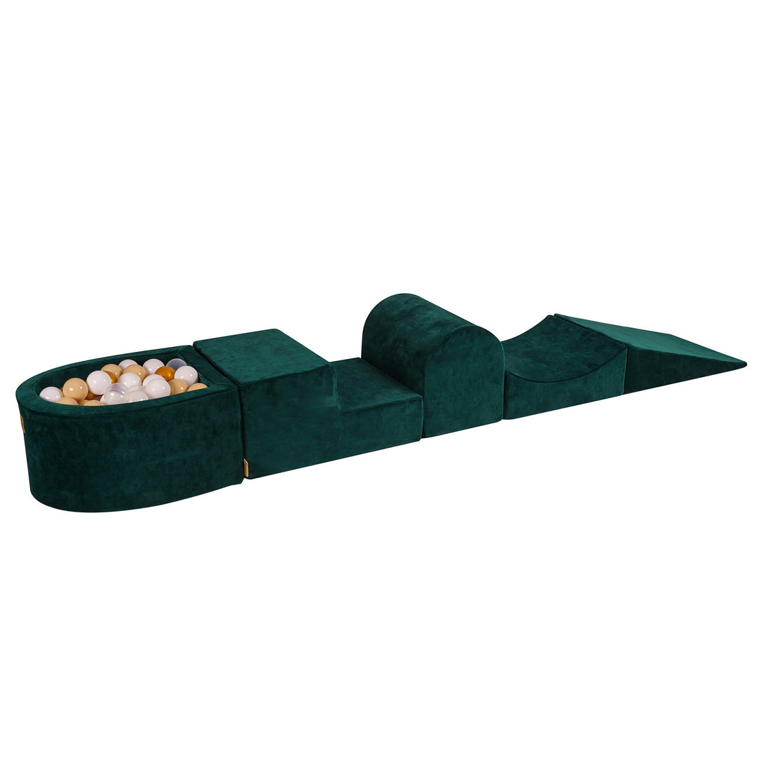Velvet Dark Green Foam Play Set with Small Ball Pit With 100 Balls