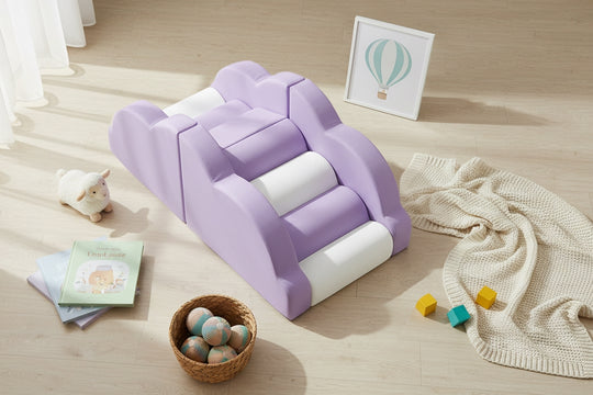 Ensemble de blocs nuageux - Aire de jeux en mousse avec marches pour enfants