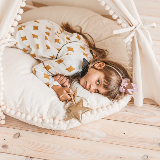 Large Floor Cushion With Pom Poms