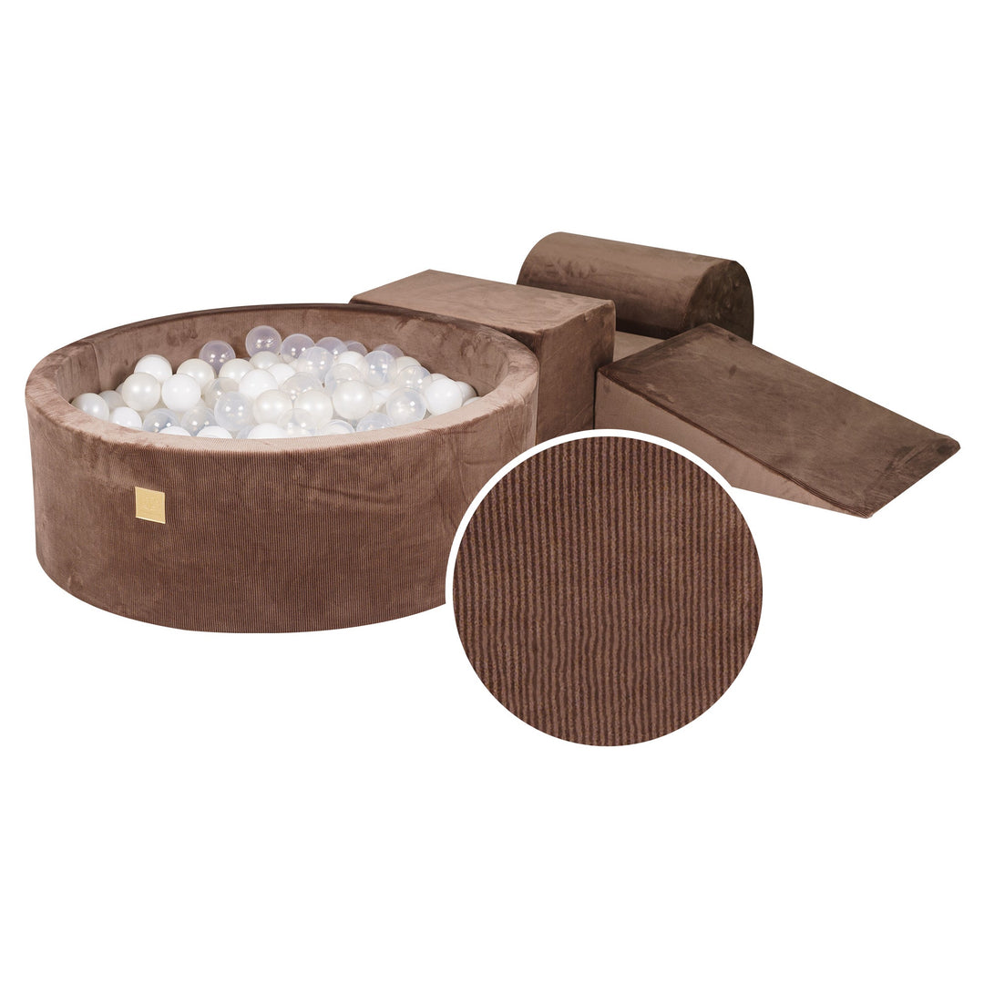 Velvet Corduroy Chocolat Foam Play Set with Round Ball Pit