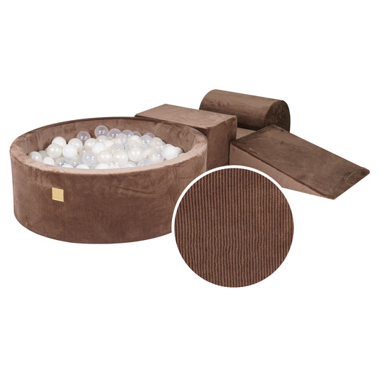 Velvet Corduroy Chocolat Foam Play Set with Round Ball Pit