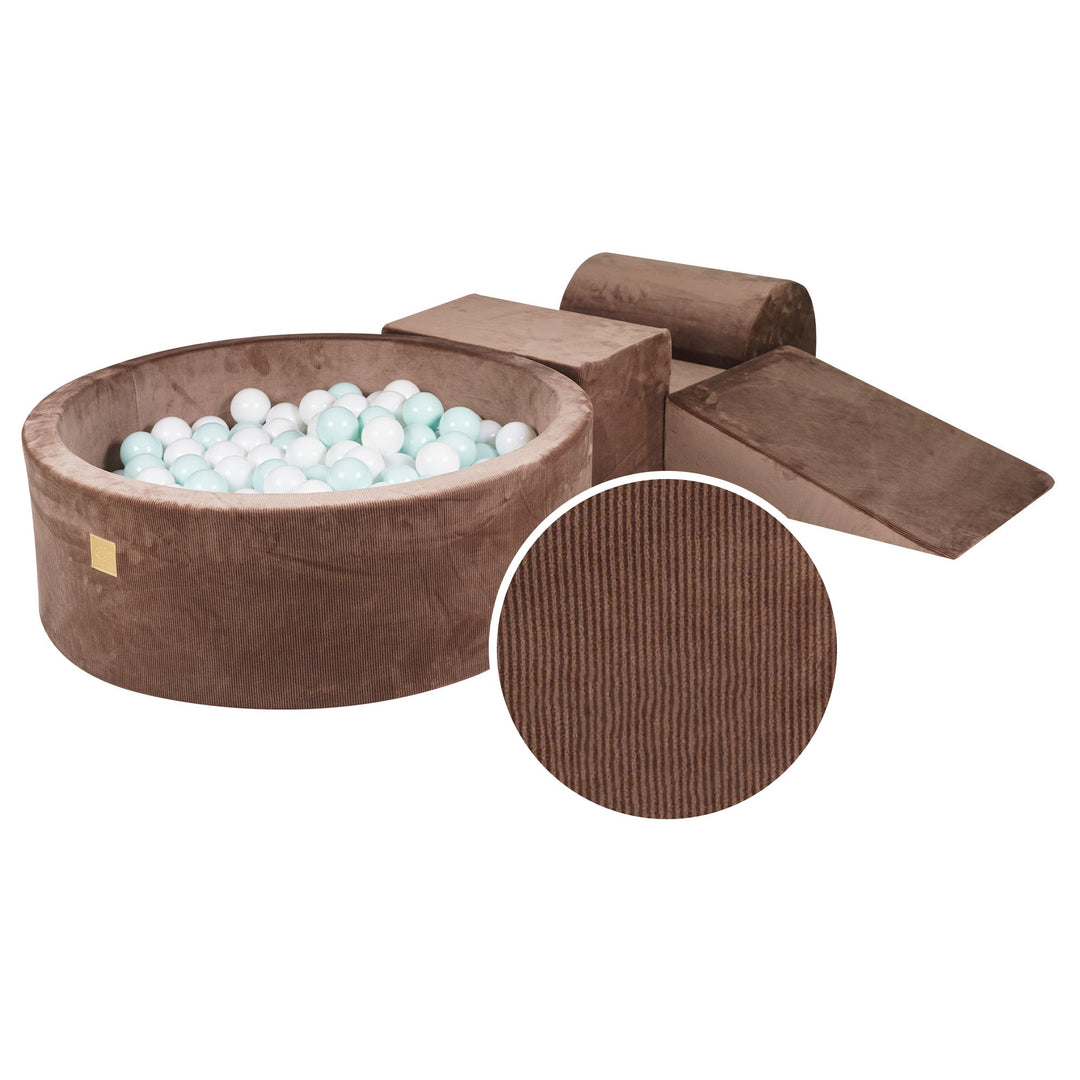 Velvet Corduroy Chocolat Foam Play Set with Round Ball Pit
