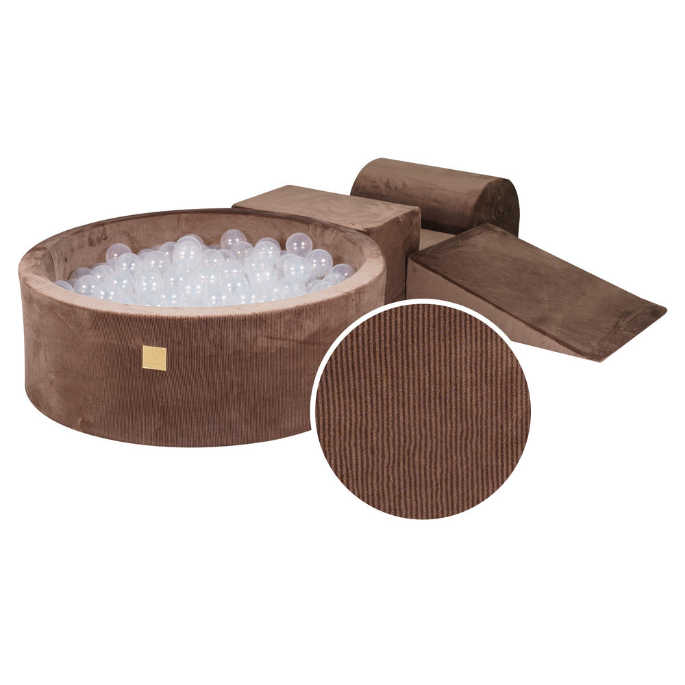 Velvet Corduroy Chocolat Foam Play Set with Round Ball Pit