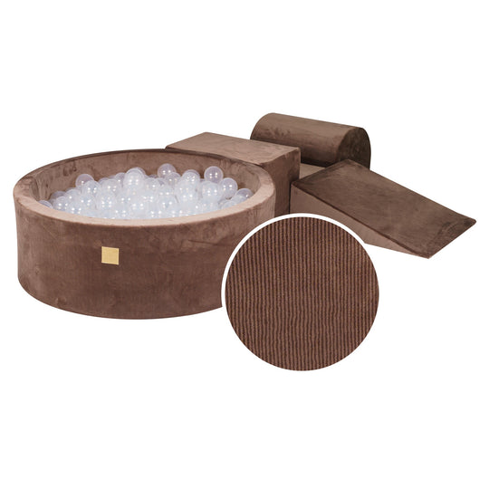 Velvet Corduroy Chocolat Foam Play Set with Round Ball Pit