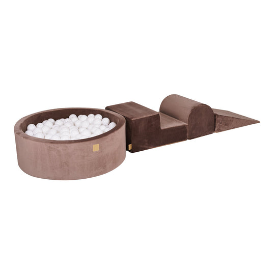 Velvet Corduroy Chocolat Foam Play Set with Round Ball Pit