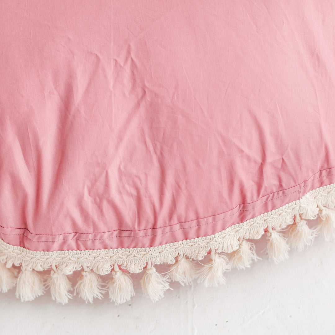 Large Floor Cushion With Tassels in Rose