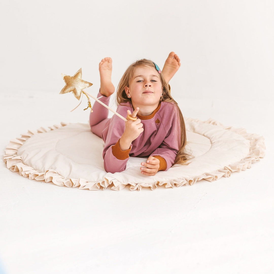 Kids Playmat With Ruffles in Ecru