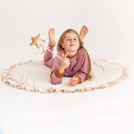Kids Playmat With Ruffles in Ecru