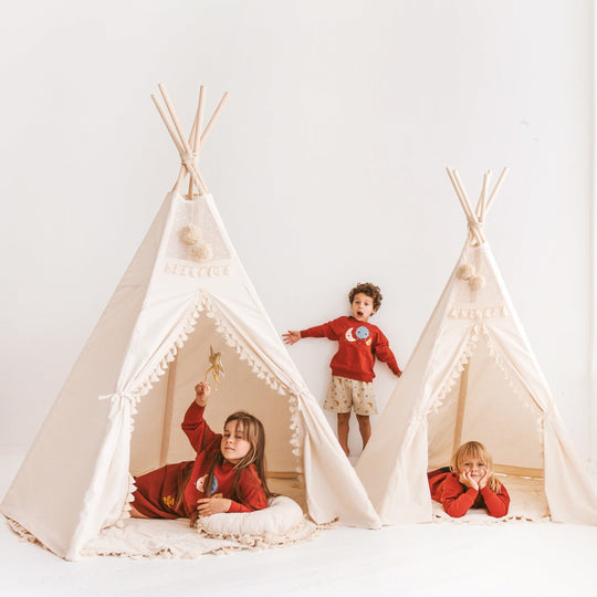 Teepee Tent Extra Large Indoor  With Tassels Decor in Boho Style