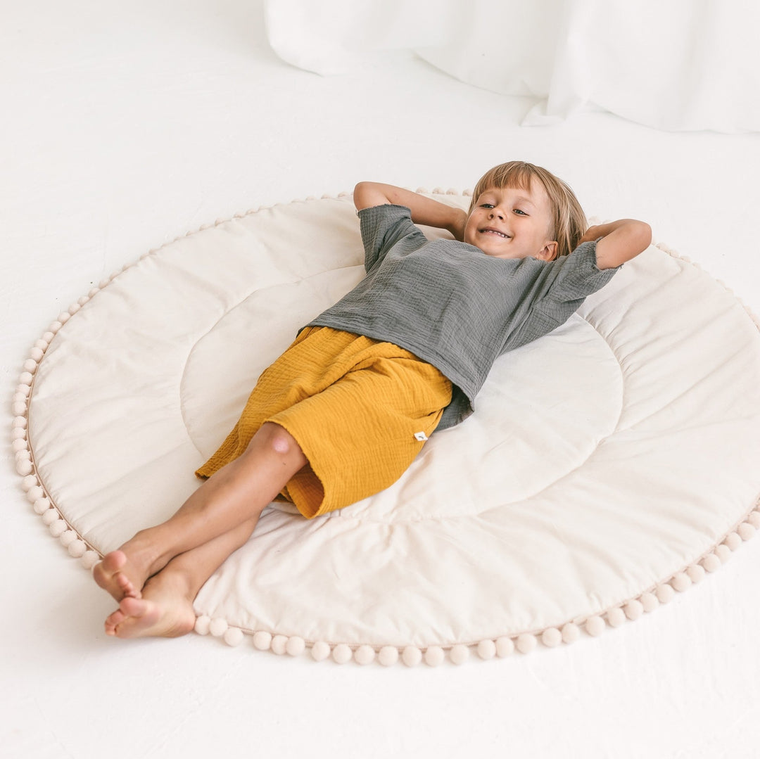 Kids Playmat With Pompom Border