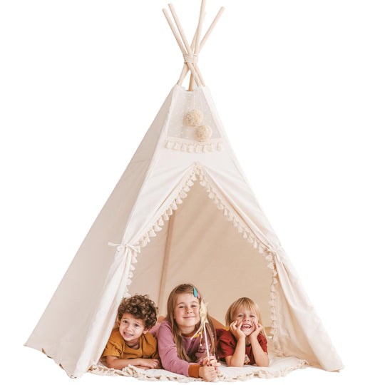 Teepee Tent Extra Large Indoor  With Tassels Decor in Boho Style