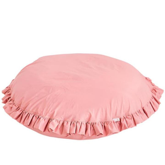 Large Floor Cushion With Ruffled Edges in Pink