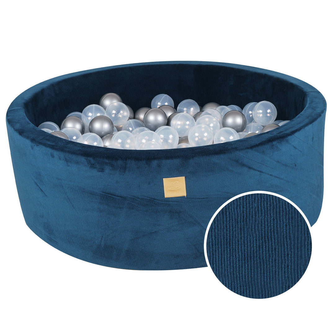 Velvet Corduroy Sea Blue Round Ball Pit