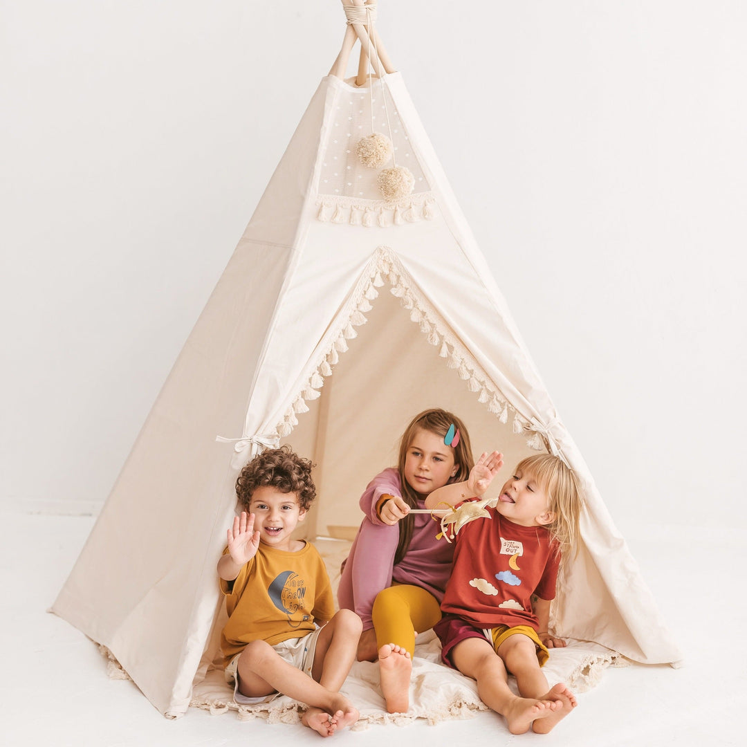 Teepee Tent Extra Large Indoor  With Tassels Decor in Boho Style