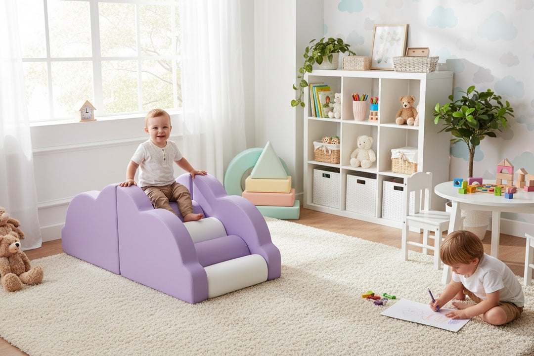 Ensemble de blocs nuageux - Aire de jeux en mousse avec marches pour enfants