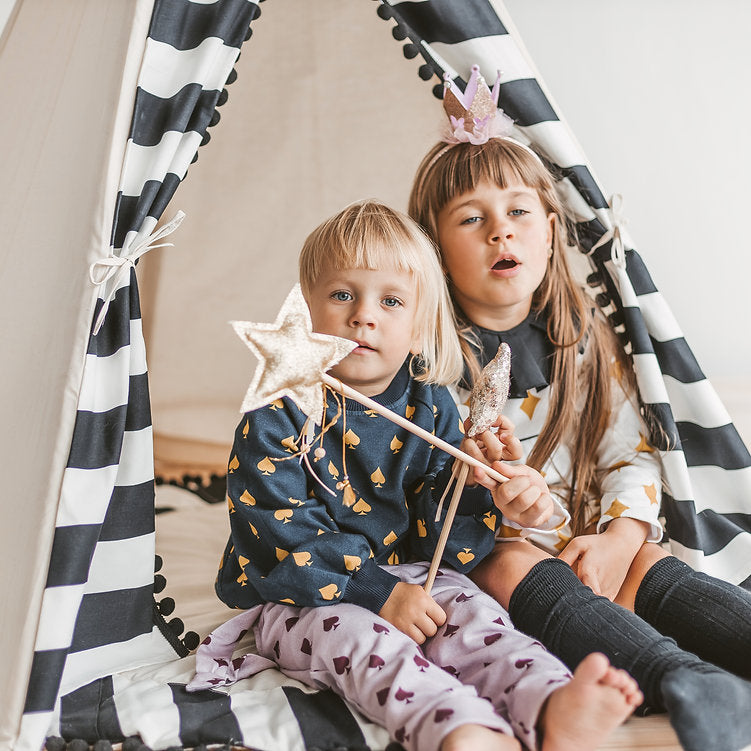 Kids Teepee Tent in Black & White
