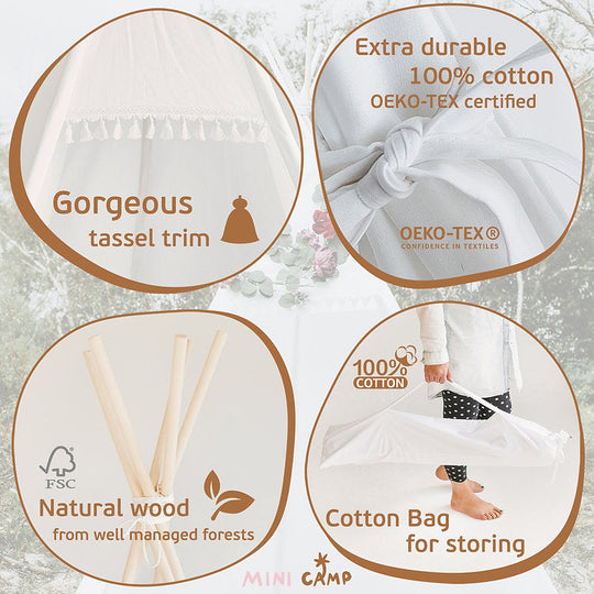 Outdoor Teepee Tent for Adults and Kids 2.38m Tall