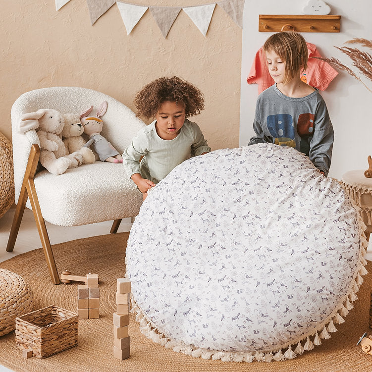 Kid's Floor Cushion in Forest Animal Pattern
