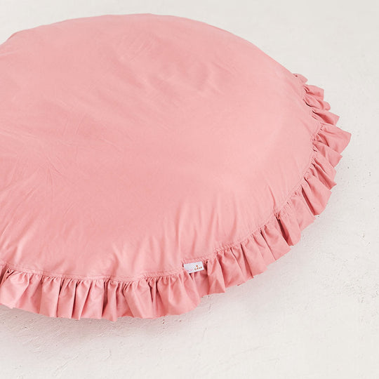 Large Floor Cushion With Ruffled Edges in Pink
