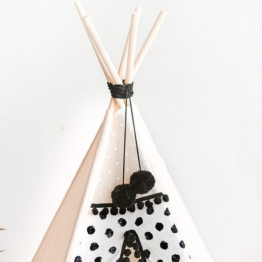 Black Polka Dot Teepee Tent for Kids