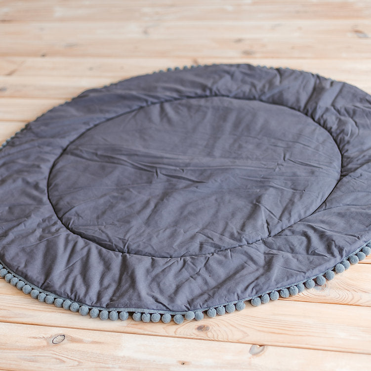 Grey Teepee Tent for Kids With Pom Poms